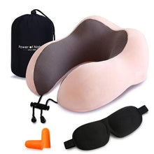 将图片加载到图库查看器，Travel Pillow U Shaped Memory Foam Neck Pillows Neck Cervical Airplane Pillow Healthcare Bedding Free Eye Mask and Earplugs Neck Support Pillow Headrest Travel Folding Slow Rebound Journey Trip Cushion Memory Foam Travel Pillow Neck Pillow
