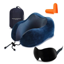 将图片加载到图库查看器，Travel Pillow U Shaped Memory Foam Neck Pillows Neck Cervical Airplane Pillow Healthcare Bedding Free Eye Mask and Earplugs Neck Support Pillow Headrest Travel Folding Slow Rebound Journey Trip Cushion Memory Foam Travel Pillow Neck Pillow
