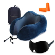 将图片加载到图库查看器，Travel Pillow U Shaped Memory Foam Neck Pillows Neck Cervical Airplane Pillow Healthcare Bedding Free Eye Mask and Earplugs Neck Support Pillow Headrest Travel Folding Slow Rebound Journey Trip Cushion Memory Foam Travel Pillow Neck Pillow
