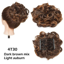 Load image into Gallery viewer, Trending LARGE Comb Clip In Curly Hair Extension Synthetic Hair Pieces Chignon Women Updo Cover Hairpiece Extension Hair Bun Clip in Hair Extension For Volumized Hair Buns For Girls
