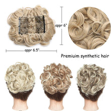 Load image into Gallery viewer, Trending LARGE Comb Clip In Curly Hair Extension Synthetic Hair Pieces Chignon Women Updo Cover Hairpiece Extension Hair Bun Clip in Hair Extension For Volumized Hair Buns For Girls
