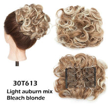 Load image into Gallery viewer, Trending LARGE Comb Clip In Curly Hair Extension Synthetic Hair Pieces Chignon Women Updo Cover Hairpiece Extension Hair Bun Clip in Hair Extension For Volumized Hair Buns For Girls
