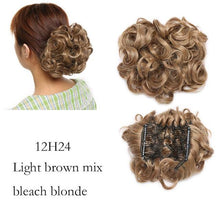 Load image into Gallery viewer, Trending LARGE Comb Clip In Curly Hair Extension Synthetic Hair Pieces Chignon Women Updo Cover Hairpiece Extension Hair Bun Clip in Hair Extension For Volumized Hair Buns For Girls
