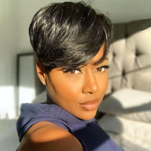 Load image into Gallery viewer, Trending Natural Color Short Bob Straight Human Wigs With Bangs Brazilian Virgin Hair Pixie Cut Wig Human Hair Wig For Black Women Gifts for Girlfriends
