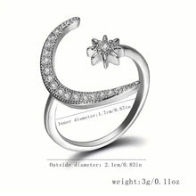将图片加载到图库查看器，Trendy Cuff Ring Moon and Sun Design
