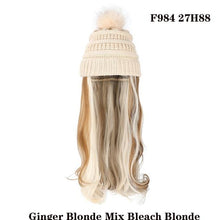 Load image into Gallery viewer, Trendy Hat Wig Synthetic Long Wavy Wigs with Beret Hat Knitted Fashion black Autumn Winter Cap Hair Extensions Wigs For Black Women Cosplay Wigs For Women
