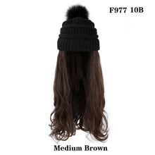 Load image into Gallery viewer, Trendy Hat Wig Synthetic Long Wavy Wigs with Beret Hat Knitted Fashion black Autumn Winter Cap Hair Extensions Wigs For Black Women Cosplay Wigs For Women
