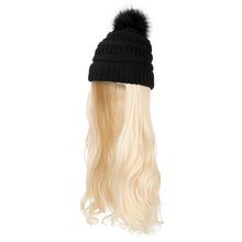 Load image into Gallery viewer, Trendy Hat Wig Synthetic Long Wavy Wigs with Beret Hat Knitted Fashion black Autumn Winter Cap Hair Extensions Wigs For Black Women Cosplay Wigs For Women
