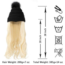 Load image into Gallery viewer, Trendy Hat Wig Synthetic Long Wavy Wigs with Beret Hat Knitted Fashion black Autumn Winter Cap Hair Extensions Wigs For Black Women Cosplay Wigs For Women
