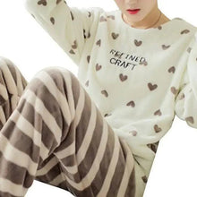 Load image into Gallery viewer, Trendy Pajama Women Thick Flannel Warm Female Winter Pajama Set Long Sleeve Full Trousers Two Piece Pajamas  Cartoon Pajamas Women Pajamas Set Sleepwear Autumn Plus Size Top Long Pant Sleepwear Girls Pajamas
