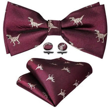 Load image into Gallery viewer, Trendy Patterned Silk Jacquard Plaid Bowtie With  Pocket Square And Cufflinks Set For Men Unique  Butterfly Party Wedding Casual Business Bowtie For Men
