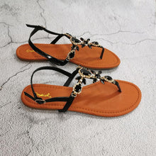 Load image into Gallery viewer, Trendy Summer Women's Shoes Beautiful Crystal Shiny Flat Sandals With Back Strap Footwear Rhinestones Flat Sandals Strappy Comfort Open Toe Flat Women Sandals
