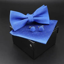Load image into Gallery viewer, Trendy Tiny Dots Print Bowtie With Pocket Square And Cufflinks Set For Men Retro  Butterfly Party Wedding Bowties Without Box Stylish Ties Gift
