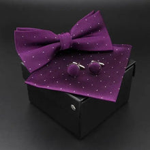 Load image into Gallery viewer, Trendy Tiny Dots Print Bowtie With Pocket Square And Cufflinks Set For Men Retro  Butterfly Party Wedding Bowties Without Box Stylish Ties Gift
