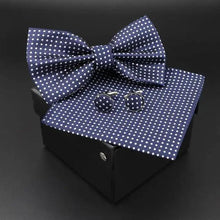 Load image into Gallery viewer, Trendy Tiny Dots Print Bowtie With Pocket Square And Cufflinks Set For Men Retro  Butterfly Party Wedding Bowties Without Box Stylish Ties Gift
