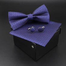 Load image into Gallery viewer, Trendy Tiny Dots Print Bowtie With Pocket Square And Cufflinks Set For Men Retro  Butterfly Party Wedding Bowties Without Box Stylish Ties Gift
