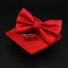 Load image into Gallery viewer, Trendy Tiny Dots Print Bowtie With Pocket Square And Cufflinks Set For Men Retro  Butterfly Party Wedding Bowties Without Box Stylish Ties Gift
