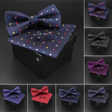 Load image into Gallery viewer, Trendy Tiny Dots Print Bowtie With Pocket Square And Cufflinks Set For Men Retro  Butterfly Party Wedding Bowties Without Box Stylish Ties Gift
