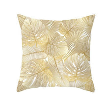 Load image into Gallery viewer, Tropical Leaf Flower Green Yellow Pillowcase Decorative Throw Pillow Case Cushion Cover Gold Stamping Leaves Polyester Cushion Cover Throw Pillow Decorative Cushions Home Decor Pillow Covers
