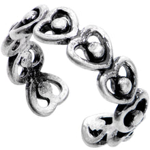 将图片加载到图库查看器，Silver Plated Repeating Heart Wreath Toe Ring
