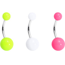 Load image into Gallery viewer, Pink Green Yellow Love Me Some Color Belly Ring Set of 5
