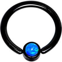 Load image into Gallery viewer, 14G 3/8 Aqua Faux Opal 4mm Disc Black BCR Captive Ring
