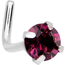 Load image into Gallery viewer, 20G 1/4 Purple 3mm CZ Gem Steel L-Shape Nose Ring
