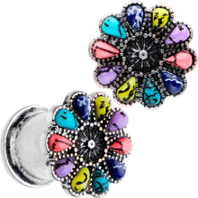 Load image into Gallery viewer, Southwestern Pinwheel Flower Double Flare Plug Set Set 2G to 22mm
