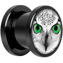 Load image into Gallery viewer, Black White Owl Black Anodized Screw Fit Plug Set 00G
