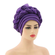 将图片加载到图库查看器，Turbans Pleated Soft Beanie Headwrap Lightweight African Hat Arab Wrap Elegant Muslim Turban Scarf Women Hijabs Hair Accessories Cap bonnet for Women
