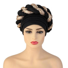 将图片加载到图库查看器，Turbans Pleated Soft Beanie Headwrap Lightweight African Hat Arab Wrap Elegant Muslim Turban Scarf Women Hijabs Hair Accessories Cap bonnet for Women

