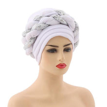 将图片加载到图库查看器，Turbans Pleated Soft Beanie Headwrap Lightweight African Hat Arab Wrap Elegant Muslim Turban Scarf Women Hijabs Hair Accessories Cap bonnet for Women
