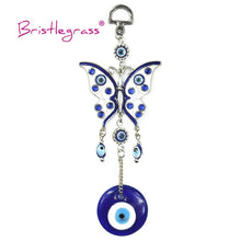 将图片加载到图库查看器，Turkish Blue Evil Eye Rhinestone Butterfly Amulet with Blue Rhinestone Car Charm Rear View Mirror Wall Hanging Protection Lucky Charms Wall Hanging Pendant Protection  Home Decor Blessing Gift
