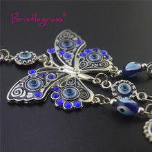 将图片加载到图库查看器，Turkish Blue Evil Eye Rhinestone Butterfly Amulet with Blue Rhinestone Car Charm Rear View Mirror Wall Hanging Protection Lucky Charms Wall Hanging Pendant Protection  Home Decor Blessing Gift
