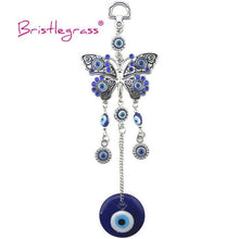 将图片加载到图库查看器，Turkish Blue Evil Eye Rhinestone Butterfly Amulet with Blue Rhinestone Car Charm Rear View Mirror Wall Hanging Protection Lucky Charms Wall Hanging Pendant Protection  Home Decor Blessing Gift
