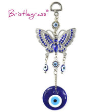 将图片加载到图库查看器，Turkish Blue Evil Eye Rhinestone Butterfly Amulet with Blue Rhinestone Car Charm Rear View Mirror Wall Hanging Protection Lucky Charms Wall Hanging Pendant Protection  Home Decor Blessing Gift
