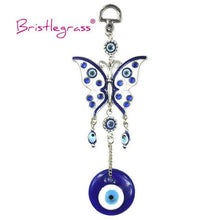将图片加载到图库查看器，Turkish Blue Evil Eye Rhinestone Butterfly Amulet with Blue Rhinestone Car Charm Rear View Mirror Wall Hanging Protection Lucky Charms Wall Hanging Pendant Protection  Home Decor Blessing Gift

