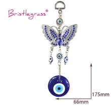 将图片加载到图库查看器，Turkish Blue Evil Eye Rhinestone Butterfly Amulet with Blue Rhinestone Car Charm Rear View Mirror Wall Hanging Protection Lucky Charms Wall Hanging Pendant Protection  Home Decor Blessing Gift

