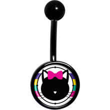 Load image into Gallery viewer, Pink Bow Kitty Cat Craze Black Belly Ring
