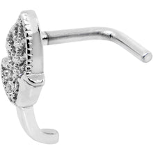 Load image into Gallery viewer, 20G Clear CZ Leaf Faux Hoop L Shaped Nose Ring
