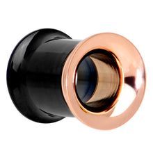 Load image into Gallery viewer, Black Rose Gold PVD Two Tone Screw Fit Tunnel Plug Set 3mm to 16mm
