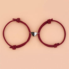 将图片加载到图库查看器，Two Halves Heart Magnetic Bracelet Steel Pendant Couple Bracelets For Friendship Bracelets Braid Rope Magnet Attraction Matching Bracelet Lover Gifts For Boyfriend And Girlfriend
