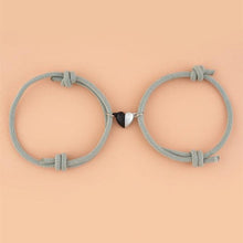 将图片加载到图库查看器，Two Halves Heart Magnetic Bracelet Steel Pendant Couple Bracelets For Friendship Bracelets Braid Rope Magnet Attraction Matching Bracelet Lover Gifts For Boyfriend And Girlfriend
