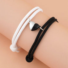 将图片加载到图库查看器，Two Halves Heart Magnetic Bracelet Steel Pendant Couple Bracelets For Friendship Bracelets Braid Rope Magnet Attraction Matching Bracelet Lover Gifts For Boyfriend And Girlfriend
