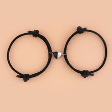 将图片加载到图库查看器，Two Halves Heart Magnetic Bracelet Steel Pendant Couple Bracelets For Friendship Bracelets Braid Rope Magnet Attraction Matching Bracelet Lover Gifts For Boyfriend And Girlfriend
