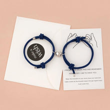 将图片加载到图库查看器，Two Halves Heart Magnetic Bracelet Steel Pendant Couple Bracelets For Friendship Bracelets Braid Rope Magnet Attraction Matching Bracelet Lover Gifts For Boyfriend And Girlfriend
