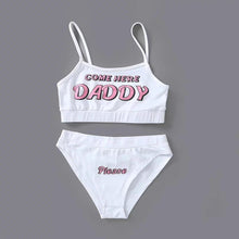 Load image into Gallery viewer, Two Piece Set Fashion COME HERE DADDY Letter Print Tank Top Sleeveless Summer Cropped Bikini Women's 2Pcs Come Here Yes Daddy Please Printed Bikini Swimsuit Bathing Suit Padded Bra Top Panty Set Swimwear
