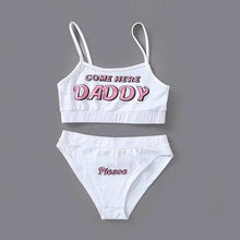 Load image into Gallery viewer, Two Piece Set Fashion COME HERE DADDY Letter Print Tank Top Sleeveless Summer Cropped Bikini Women's 2Pcs Come Here Yes Daddy Please Printed Bikini Swimsuit Bathing Suit Padded Bra Top Panty Set Swimwear
