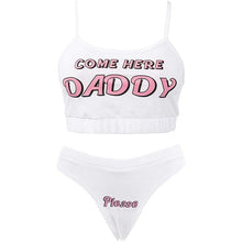 Load image into Gallery viewer, Two Piece Set Fashion COME HERE DADDY Letter Print Tank Top Sleeveless Summer Cropped Bikini Women's 2Pcs Come Here Yes Daddy Please Printed Bikini Swimsuit Bathing Suit Padded Bra Top Panty Set Swimwear

