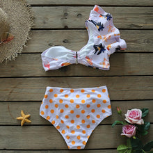 将图片加载到图库查看器，Two-Pieces Women Floral Push-Up Padded Bra Ruffles Bikini Set Swimsuit Swimwear Bathing Suit Beachwear Floral Printed Swimsuit Knotted String Triangle Bikini Tie Side High Cut Cheeky Bikini Set
